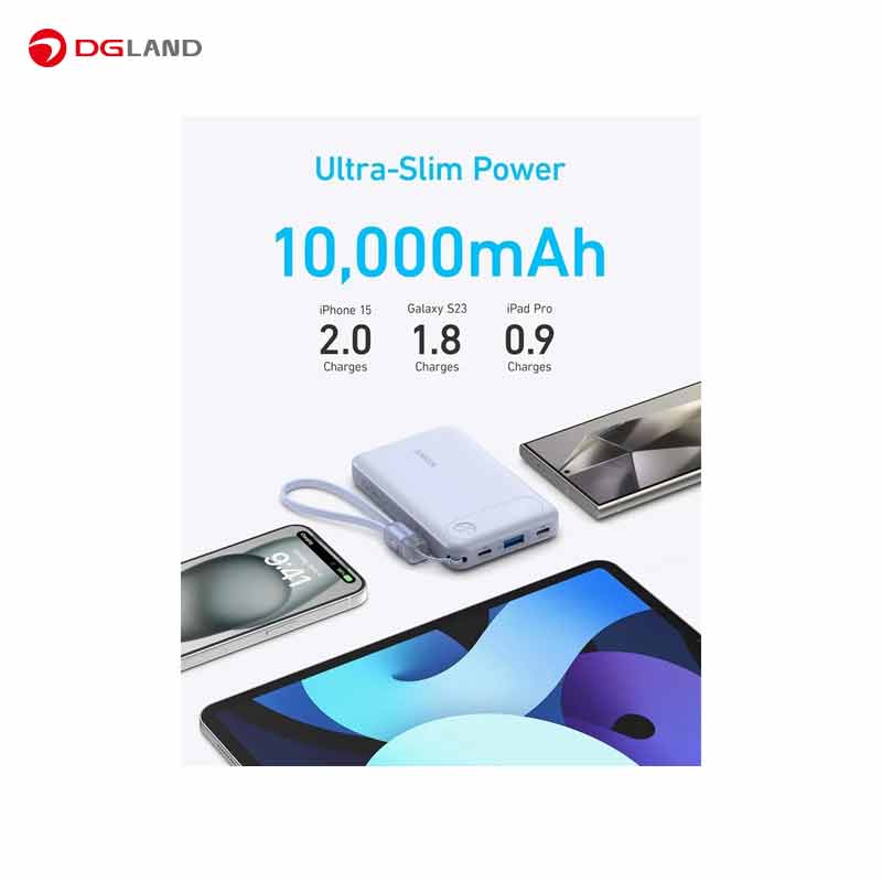 پاوربانک انکر مدل A1257 ظرفیت 10000 میلی آمپر ساعت به همراه کابل USB-C پاوربانک انکر مدل A1257 ظرفیت 10000 میلی آمپر ساعت به همراه کابل USB-C