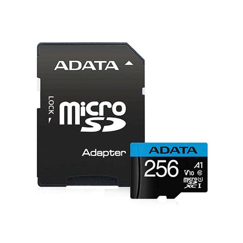 کارت حافظه microSDXC ای دیتا مدل premier کلاس 10 استاندارد UHS-I U1 سرعت 100MBps ظرفیت 256 گیگابایت به همراه آداپتور SD کارت حافظه microSDXC ای دیتا مدل premier کلاس 10 استاندارد UHS-I U1 سرعت 100MBps ظرفیت 256 گیگابایت به همراه آداپتور SD