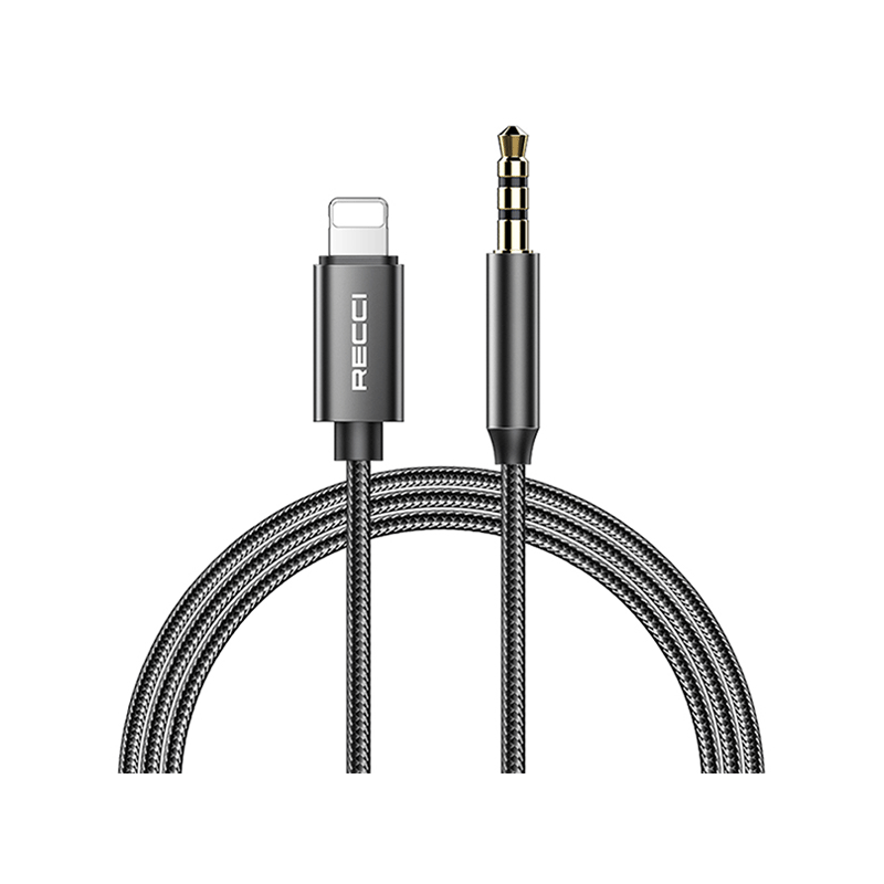 کابل مبدل صدا 3.5 میلیمتری به لایتنینگ رسی RECCI RH02 LIGHTNING TO 3.5 AUX AUDIO CABLE 1M