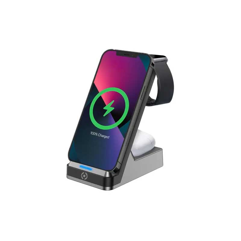 پایه شارژ  بی سیم مغناطیسی سلی مدل WLSTAND3IN1