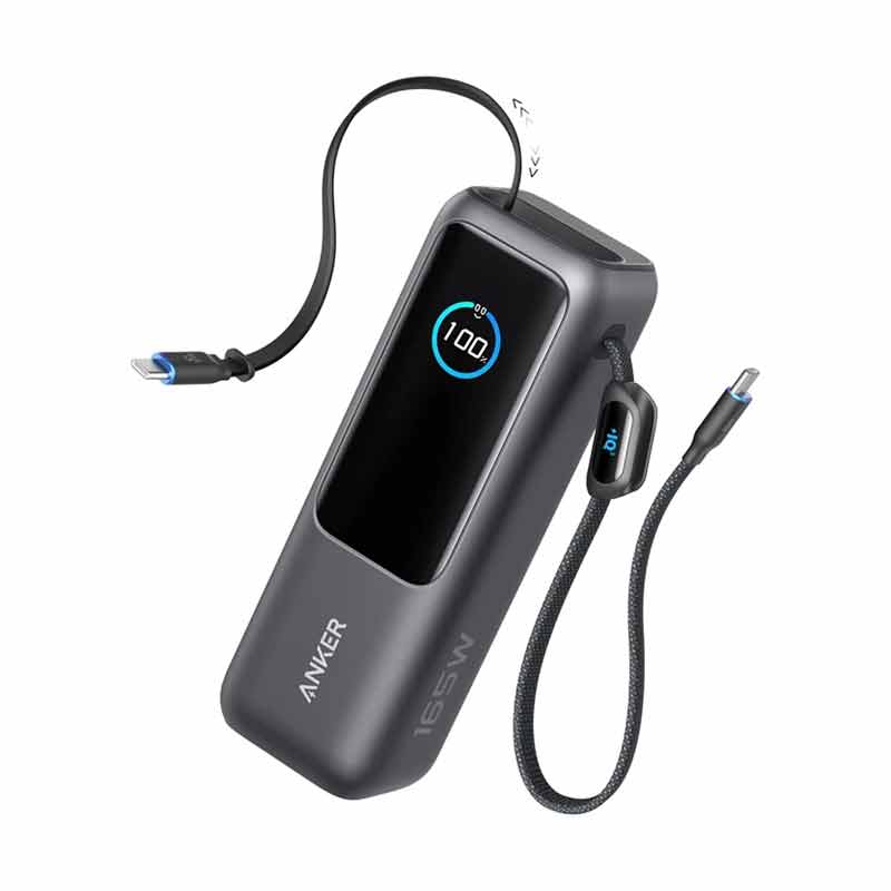 پاوربانک انکر 165 وات مدل A1695 ظرفیت 25000 میلی آمپر ساعت به همراه دو کابل USB Type-C