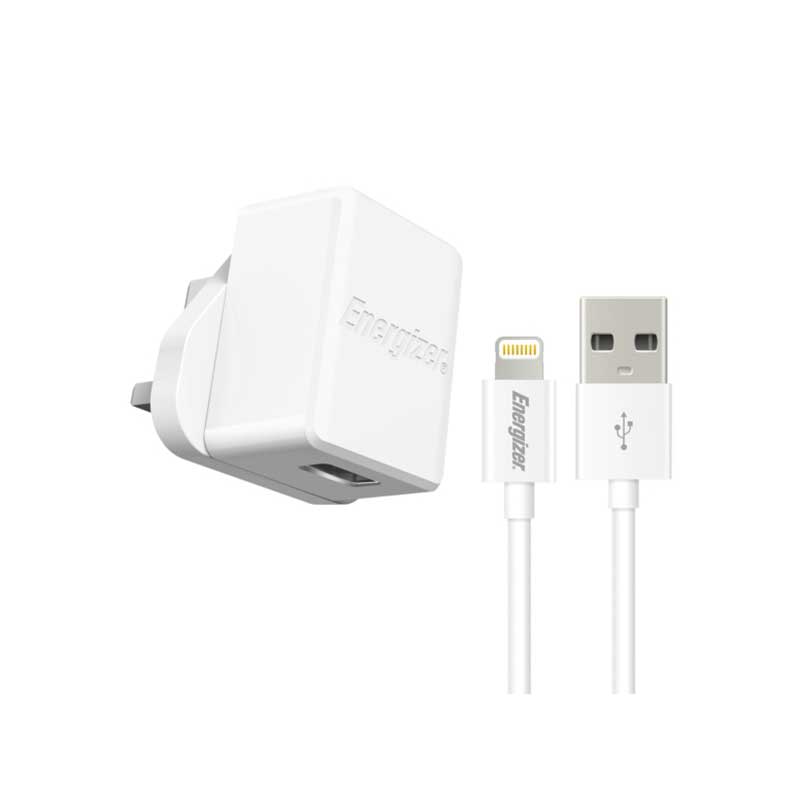 شارژر دیواری سه پین انرجایزر مدل ACA1AUKCLI3 به همراه کابل لایتنینگ