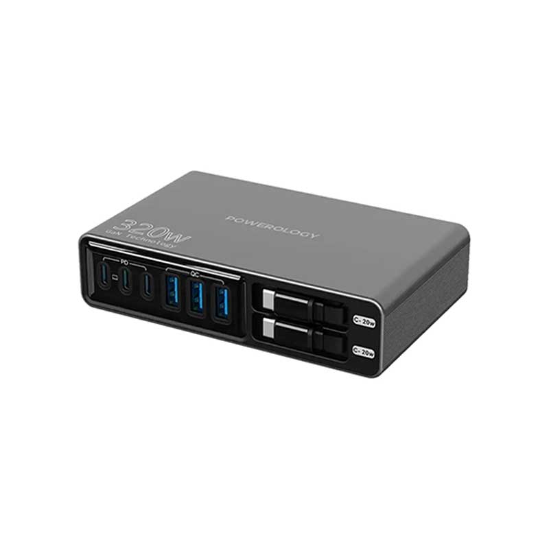 هاب شارژ پاورولوژی مدل Charging Station PWCUQC049 باکابل جمع شونده