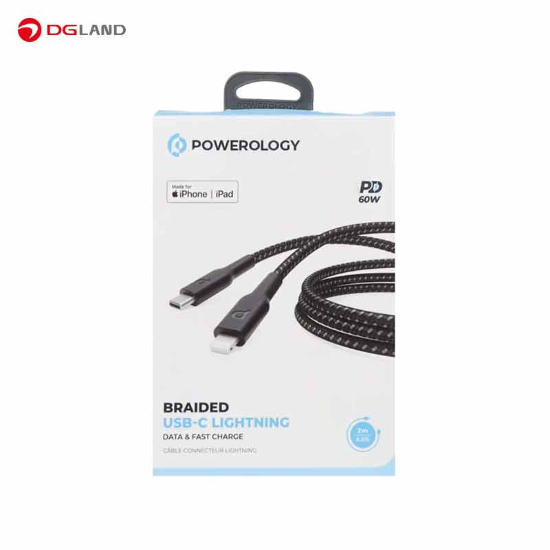 کابل USB-C به Lightning پاورولوژی مدل P23BRCL2 طول 2 متر کابل USB-C به Lightning پاورولوژی مدل P23BRCL2 طول 2 متر
