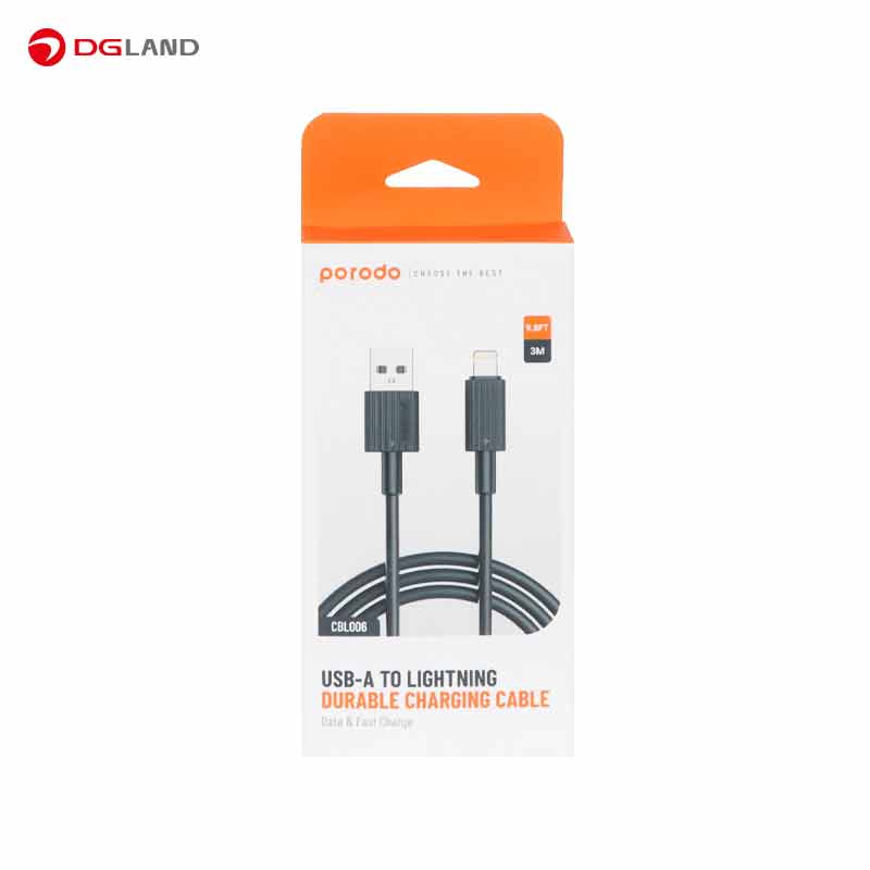 کابل شارژ USB-A به Lightning پرودو مدل PD-CBL0006 طول 3 متر کابل شارژ USB-A به Lightning پرودو مدل PD-CBL0006 طول 3 متر