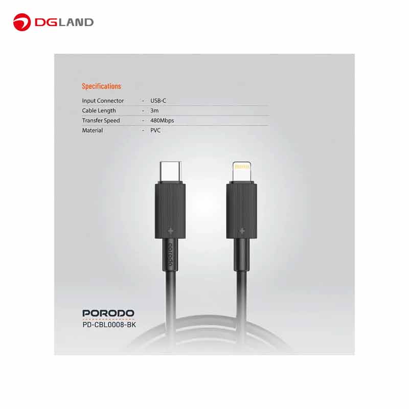 کابل شارژ پرودو مدل PD-CBL0008 طول 3 متر کابل شارژ پرودو مدل PD-CBL0008 طول 3 متر