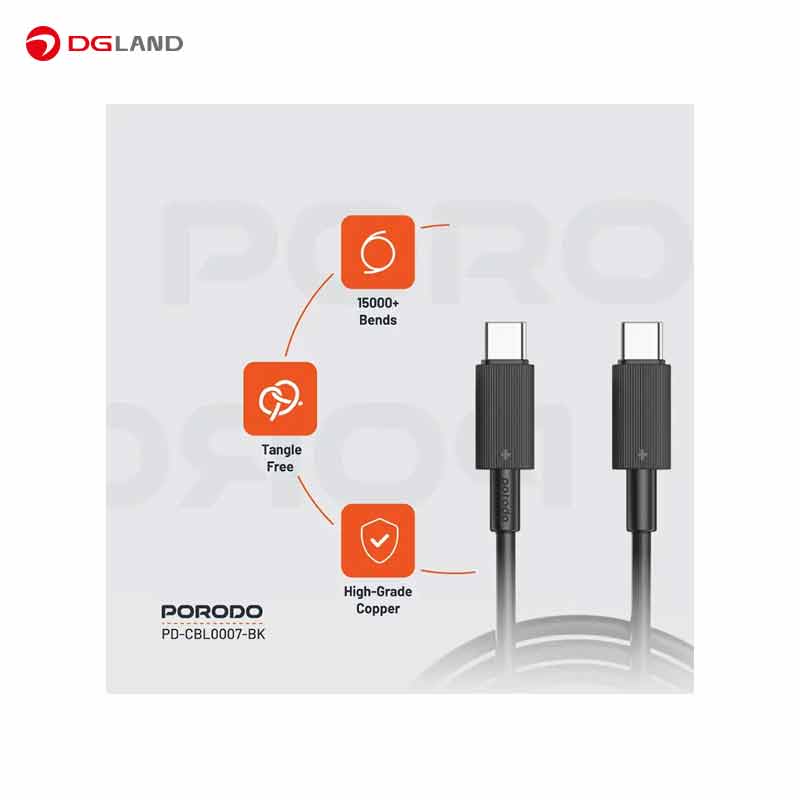 کابل تبدیل USB-C پرودو مدل CBL007 طول 3 متر کابل تبدیل USB-C پرودو مدل CBL007 طول 3 متر