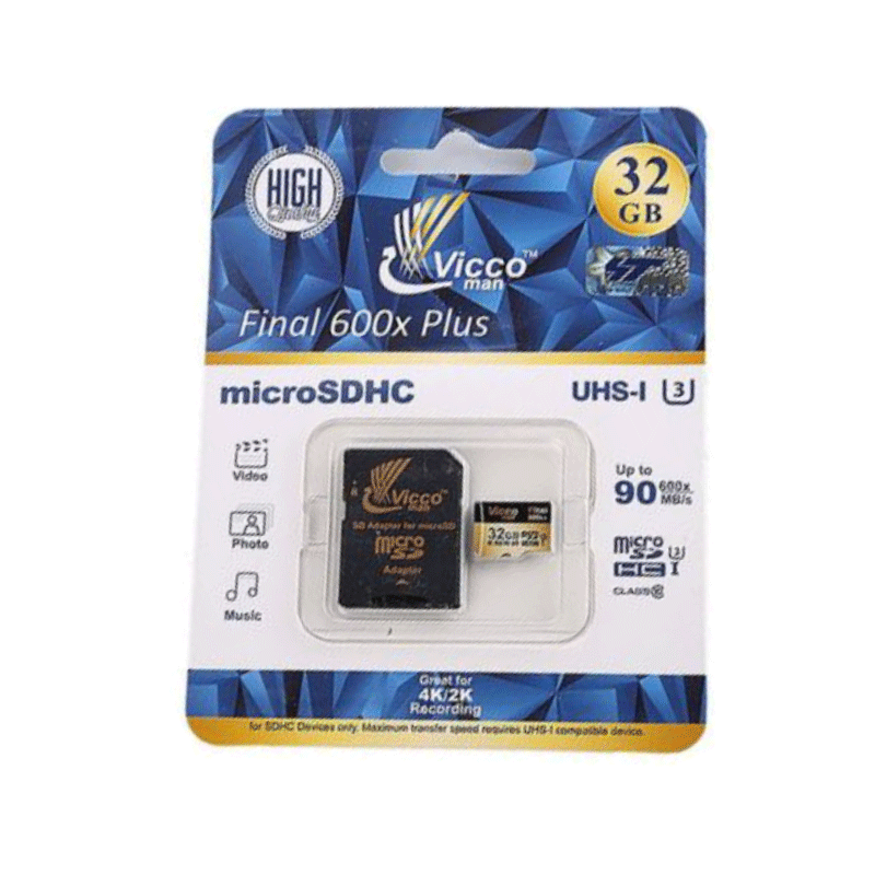 کارت حافظه microSDHC ویکو من مدل Extre600X کلاس 10 استاندارد UHS-I U3 سرعت 90MBps ظرفیت 32گیگابایت همراه با آداپتور SD کارت حافظه microSDHC ویکو من مدل Extre600X کلاس 10 استاندارد UHS-I U3 سرعت 90MBps ظرفیت 32گیگابایت همراه با آداپتور SD