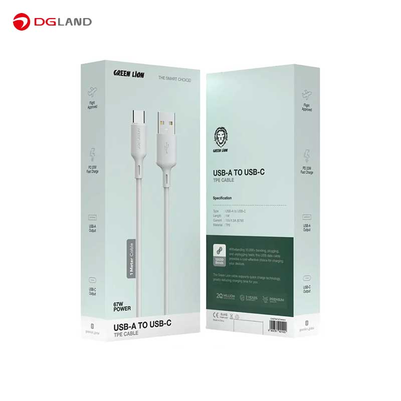 کابل شارژ یو اس بی به تایپ سی گرین لاین مدل GN100WC2C1M 100W طول 1 متر کابل شارژ یو اس بی به تایپ سی گرین لاین مدل GN100WC2C1M 100W طول 1 متر