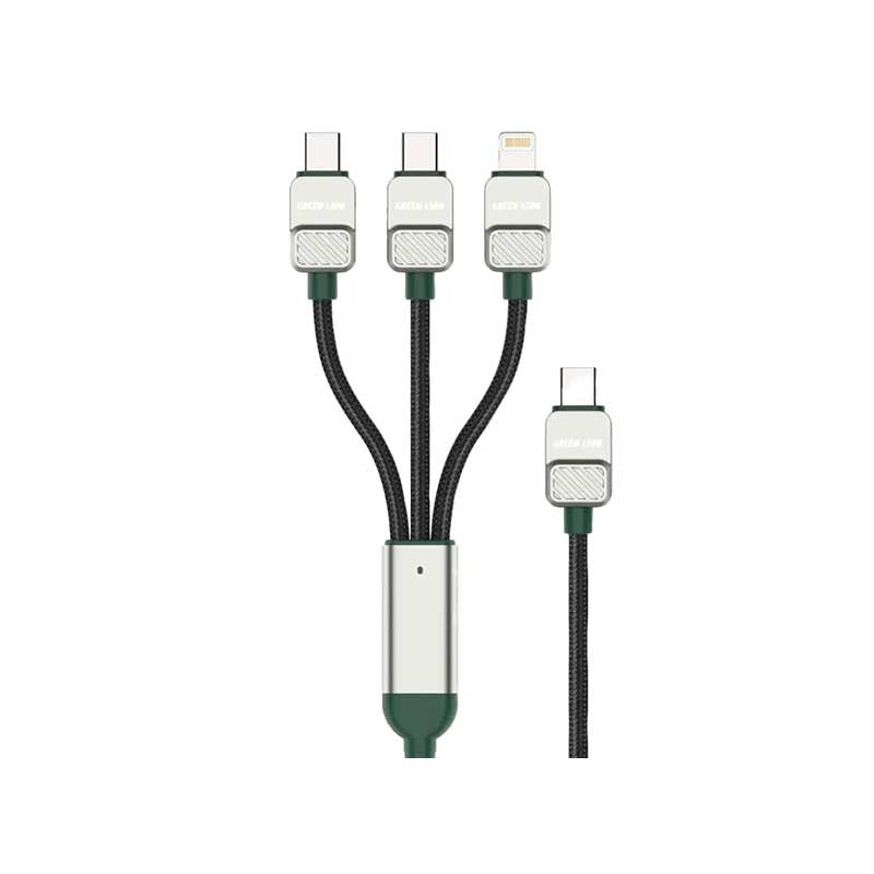 کابل شارژ تایپ سی 3 در 1 گرین لاین مدل GN3N1ECCGN طول 1.2 متر